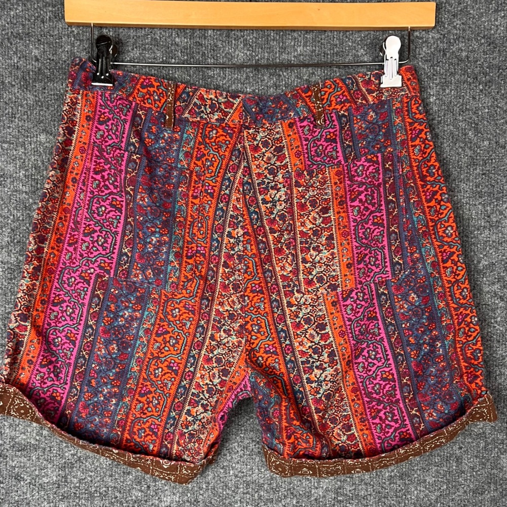 Sundance Shorts Womens S Multicolor Boho Linen Blend Paisley Print - Picture 2 of 8